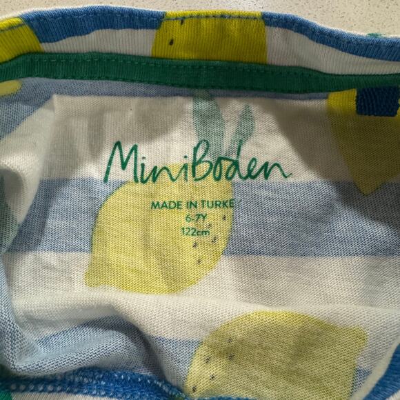 Mini Boden 6-7Y Girl Lemon Striped Dress - Picture 3 of 6